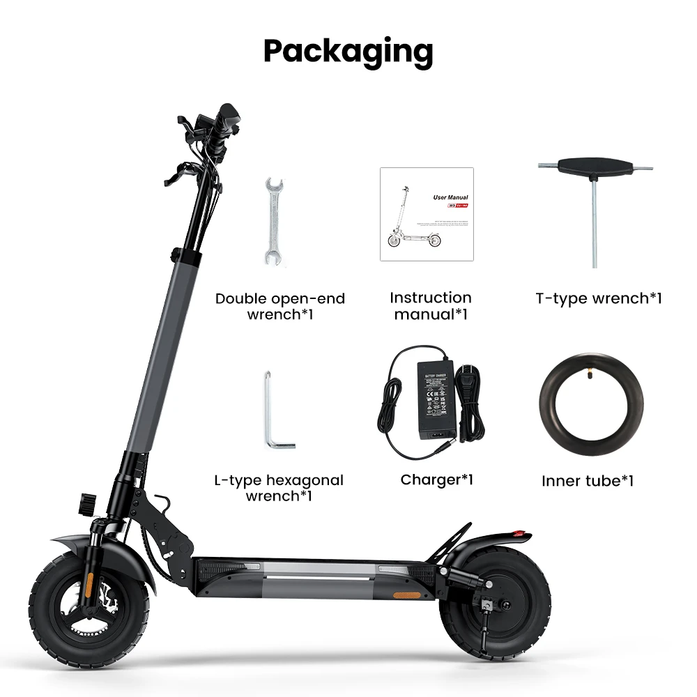 iScooter W9 Trottinette électrique, moteur 1000 W, batterie 48 V 13 Ah, pneus 10 pouces, vitesse maximale 45 km/h, autonomie 45 km, freins à disque avant et arrière, double absorption des chocs, écran LCD