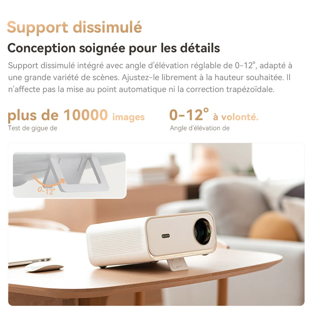 Projecteur Wanbo X5, 1100 lumens ANSI, 1080P natif, correction automatique du trapèze, WiFi 6 double bande, 1 Go/16 Go, Bluetooth 5.0