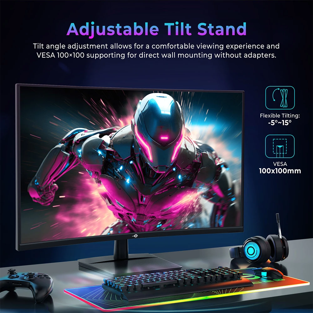 TITAN ARMY C32C1S Moniteur de jeu incurvé 1500R, panneau rapide HVA 2560 x 1440 de 31,5 pouces, taux de rafraîchissement de 260 Hz, 1 ms GTG, synchronisation adaptative, HDR400, 99 % sRGB, mode Game Plus, prise en charge de l'affichage PIP et PBP