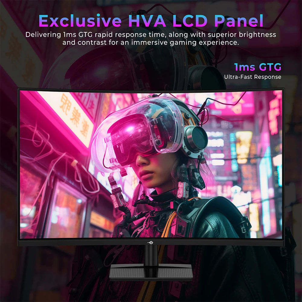 TITAN ARMY C32C1S Moniteur de jeu incurvé 1500R, panneau rapide HVA 2560 x 1440 de 31,5 pouces, taux de rafraîchissement de 260 Hz, 1 ms GTG, synchronisation adaptative, HDR400, 99 % sRGB, mode Game Plus, prise en charge de l'affichage PIP et PBP
