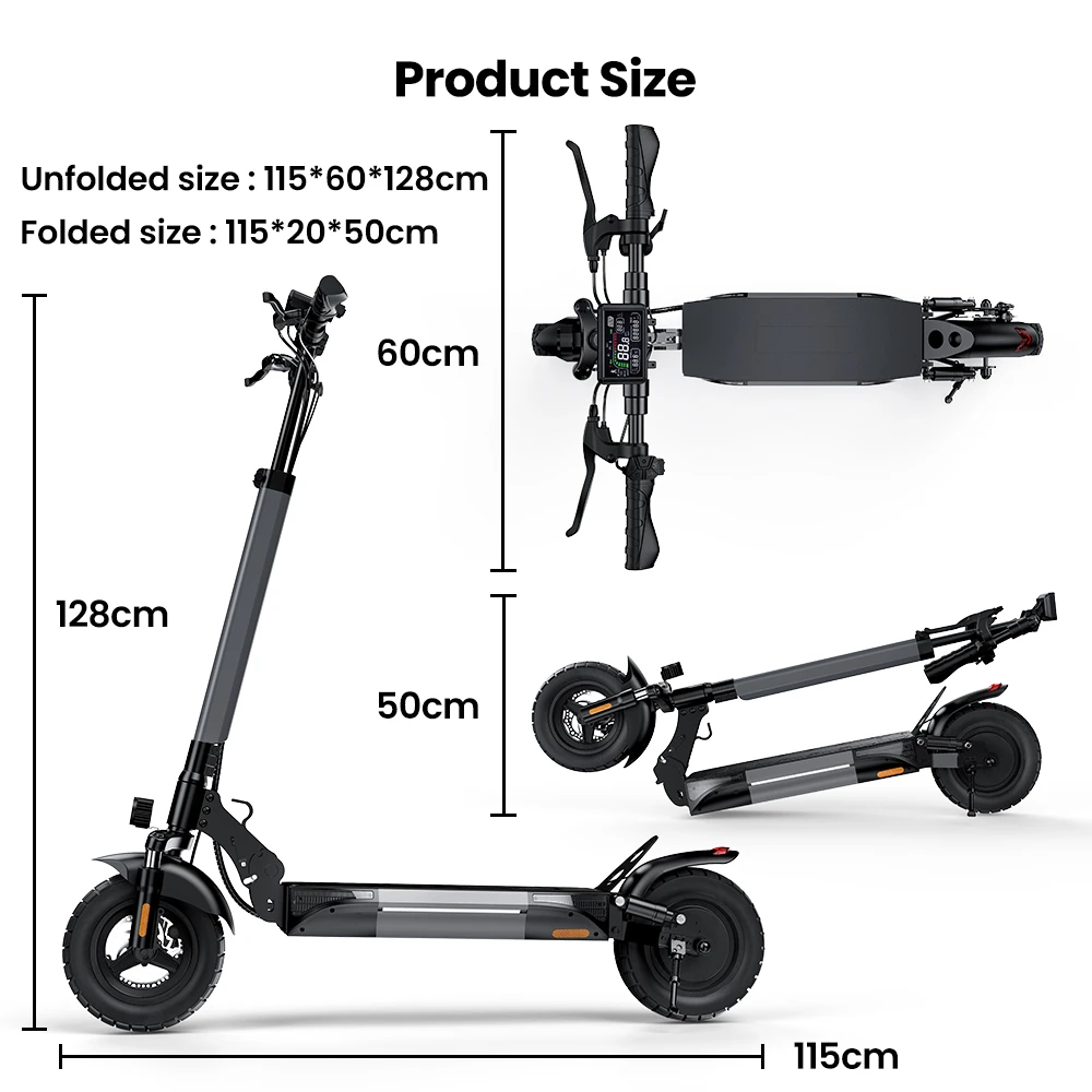 iScooter W9 Trottinette électrique, moteur 1000 W, batterie 48 V 13 Ah, pneus 10 pouces, vitesse maximale 45 km/h, autonomie 45 km, freins à disque avant et arrière, double absorption des chocs, écran LCD