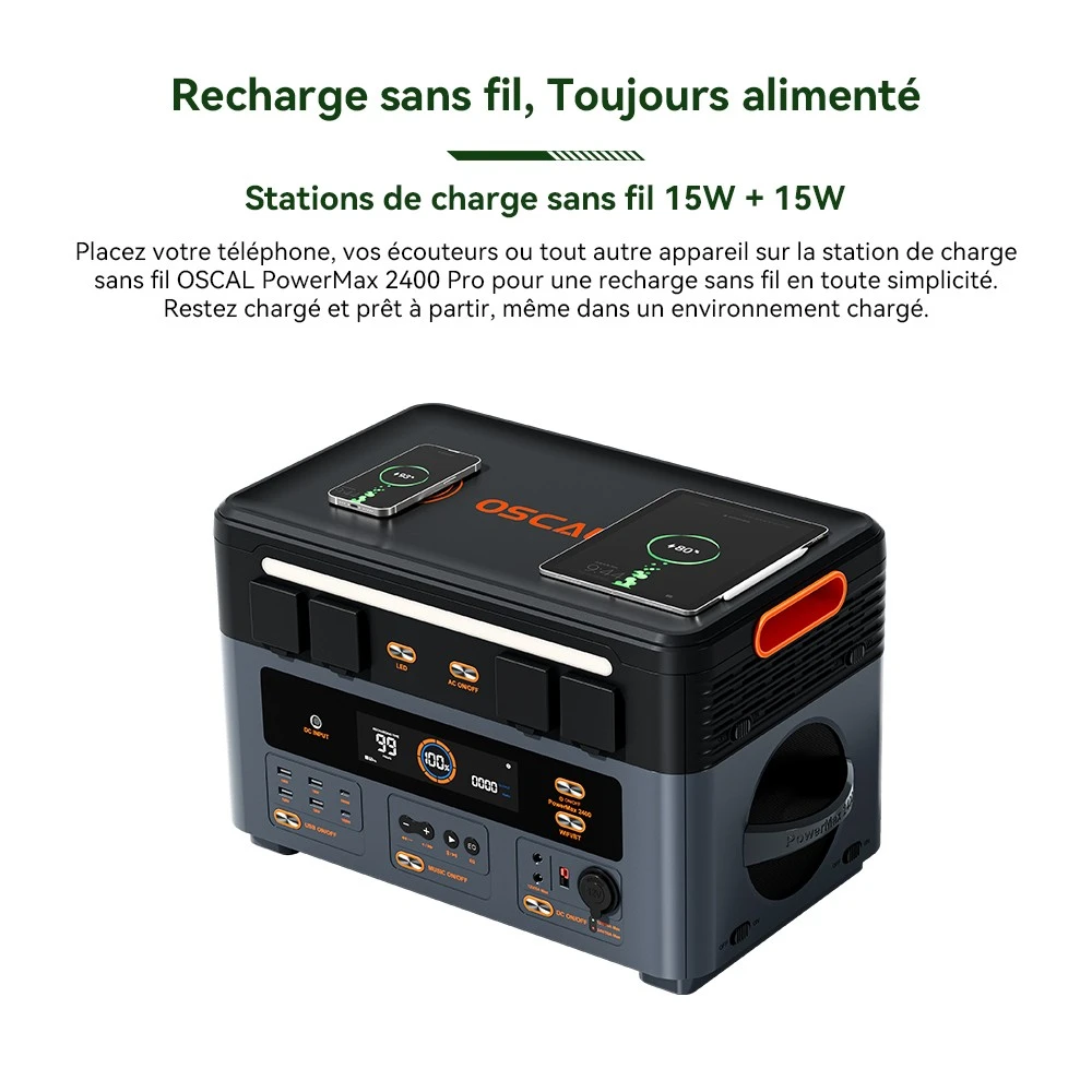 Blackview Oscal PowerMax 2400 Pro Station d'Énergie, 2016Wh 2400W, LiFePO4 3500+ Cycles, Charge 1.2h, App Smart