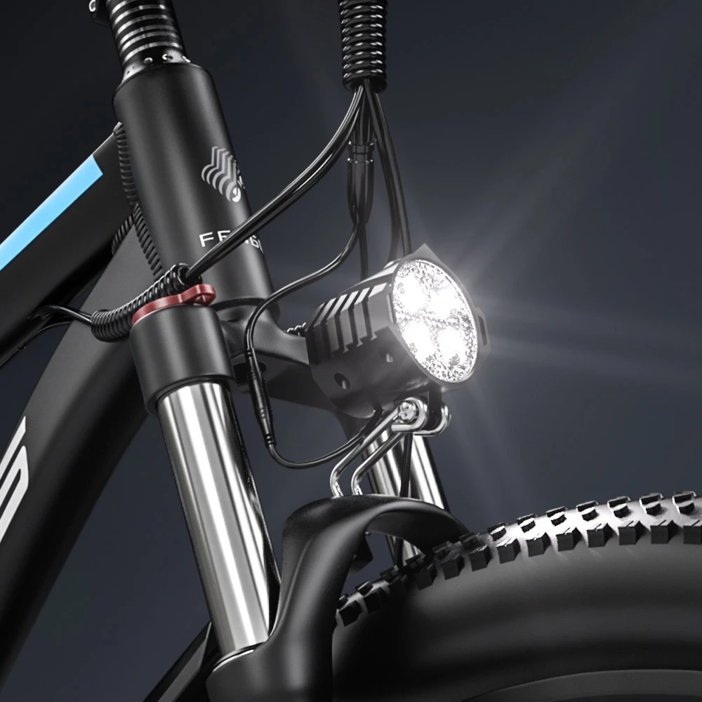 FENGQS Q8 Vélo électrique, moteur 750 W, batterie 48 V 17,5 Ah, pneus 27,5 pouces, vitesse maximale 50 km/h, autonomie 85 km, freins à disque hydrauliques, 21 vitesses - Blanc