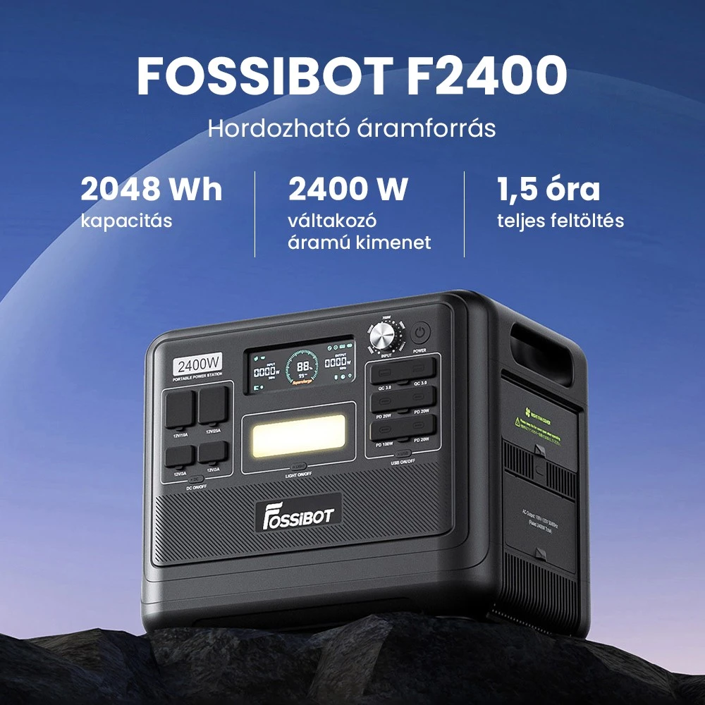 Geekbuying 健康週 - 運動與生活方式 24 FOSSiBOT F2400 便攜式電站,2048Wh LiFePO4 電池,2400W 太陽能發電機,3xAC RV USB Type C QC3.0 PD DC5521 純正弦波全插座,1,5H 快速充電,輸入功率控制旋鈕,雙向逆變器 - 綠色