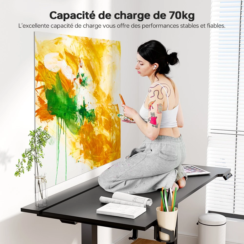 ACGAM JSD5-A1-02 Bureau électrique réglable en hauteur avec bande LED RGB