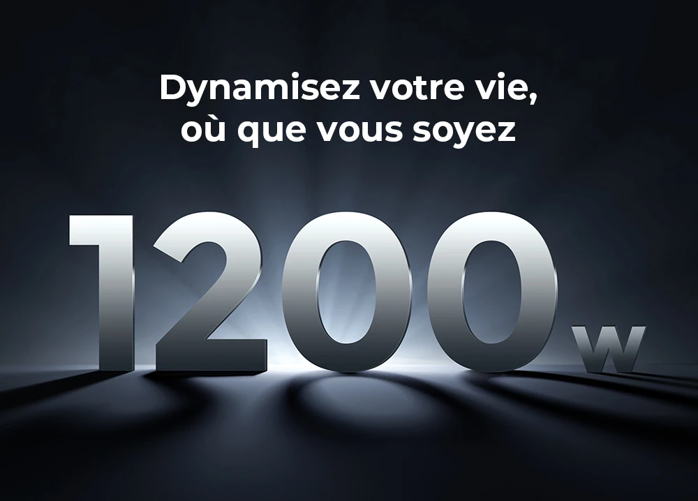 Centrale électrique portable FOSSiBOT F1200, capacité de 1 024 Wh, puissance nominale de 1 200 W, 3 modes d'éclairage LED, 7 ports de sortie, protection BMS, commutation < 10 ms, régulateur d'entrée à 5 vitesses, batterie LiFePO4 de qualité EV, plus de 4 000 cycles