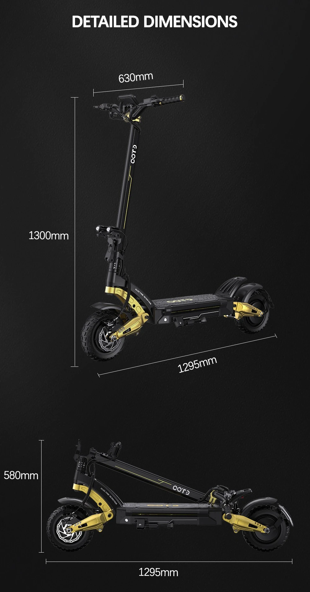 OOTD S30 Electric Scooter, 1200W*2 Motor, 52V 23.4Ah Battery, 10 inch Tires, 65km/h Max Speed, 60km Range, Front & Rear Hydraulic Disc Brake, LCD Display