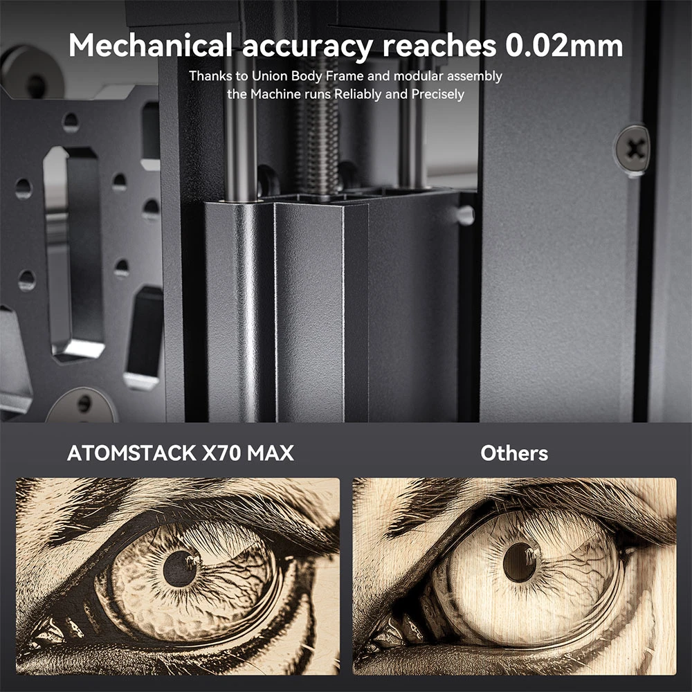AtomStack X70 Max 70W Laser Engraver, 0.02mm Accuracy, Auto Focus, 800x850mm