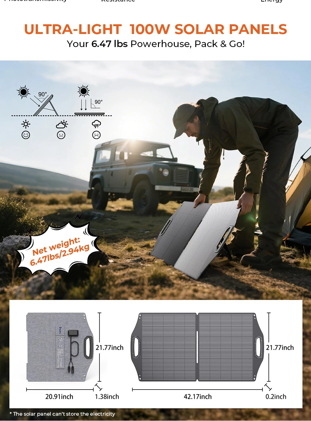 BigBlue SolarPowa 100 TOPCon 100W Solar Panel, PD 45W USB-C, 18W USB-A & MC-4 Ports, IP68