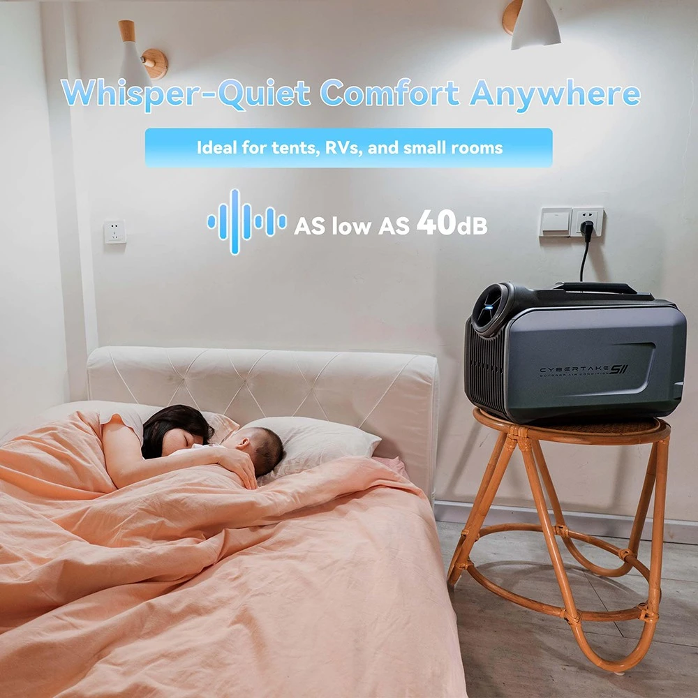 Climatiseur extérieur portable CYBERTAKE S2 Pro, refroidissement et chauffage rapides, système de drainage actif, 6 modes de fonctionnement