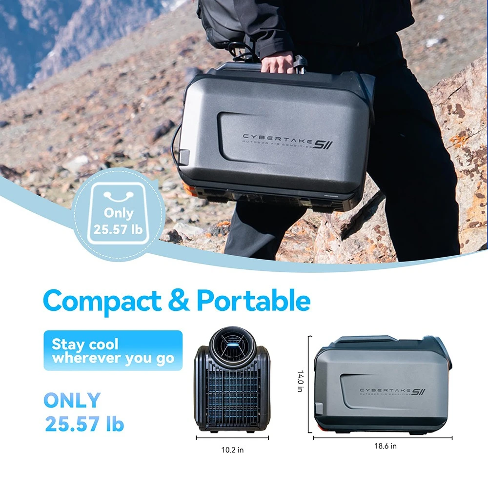 Climatiseur extérieur portable CYBERTAKE S2 Pro, refroidissement et chauffage rapides, système de drainage actif, 6 modes de fonctionnement