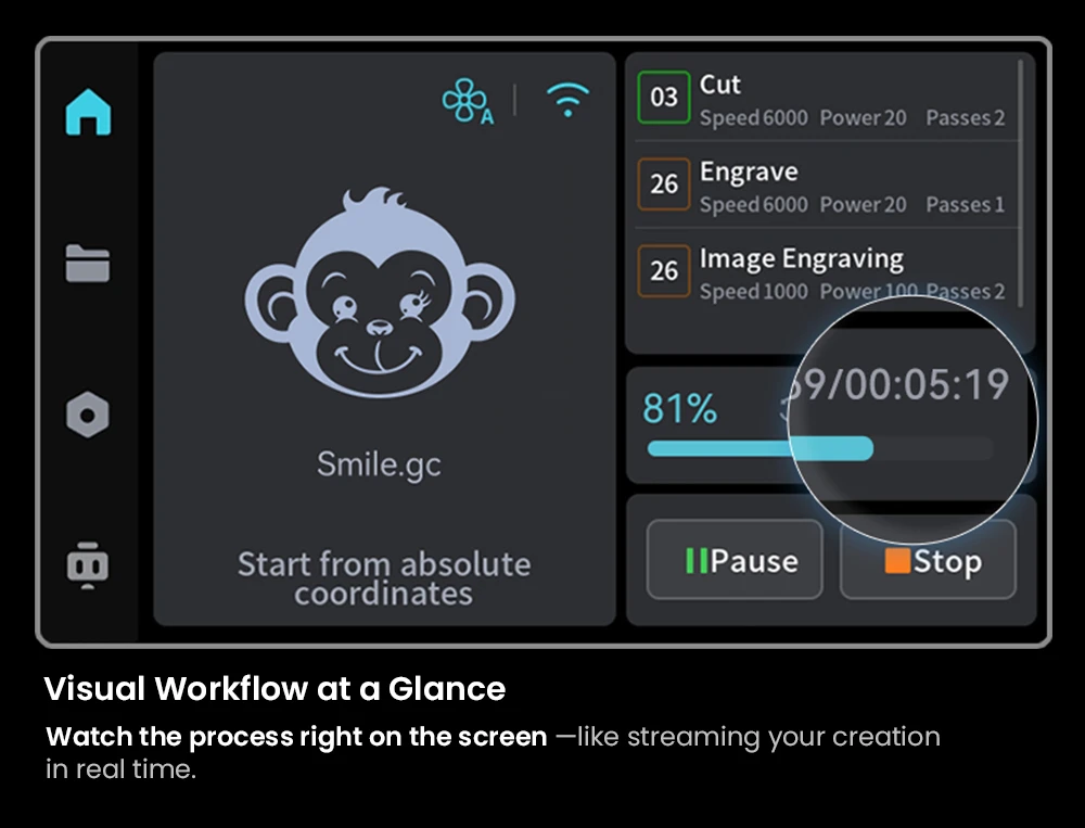 Graveur/découpeur laser Creality Falcon A1 Pro, 20 W bleu et 2 W infrarouge, caméra IA, vitesse de 600 mm/s, écran tactile 4,3 pouces, 358 x 268 mm, gris