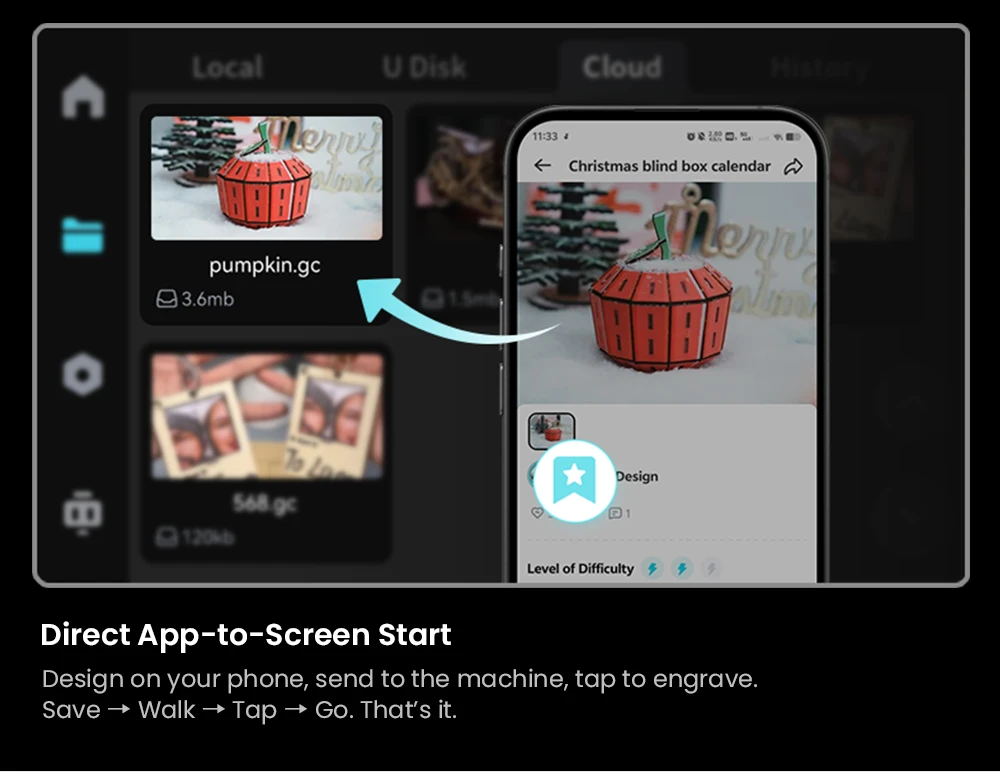 Graveur/découpeur laser Creality Falcon A1 Pro, 20 W bleu et 2 W infrarouge, caméra IA, vitesse de 600 mm/s, écran tactile 4,3 pouces, 358 x 268 mm, gris