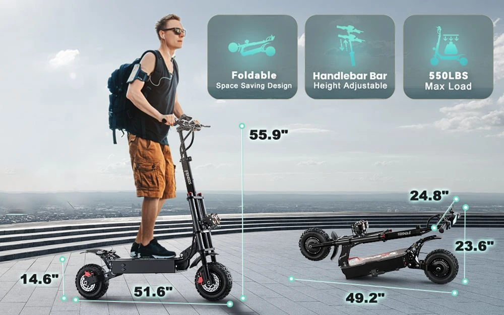 FENGQS GT8 PRO Trottinette électrique, moteur 2800 W x 2, batterie 67,2 V 38 Ah, pneus 11 pouces, vitesse maximale 80 km/h, autonomie 90 km, freins à disque hydrauliques, double suspension, écran LCD