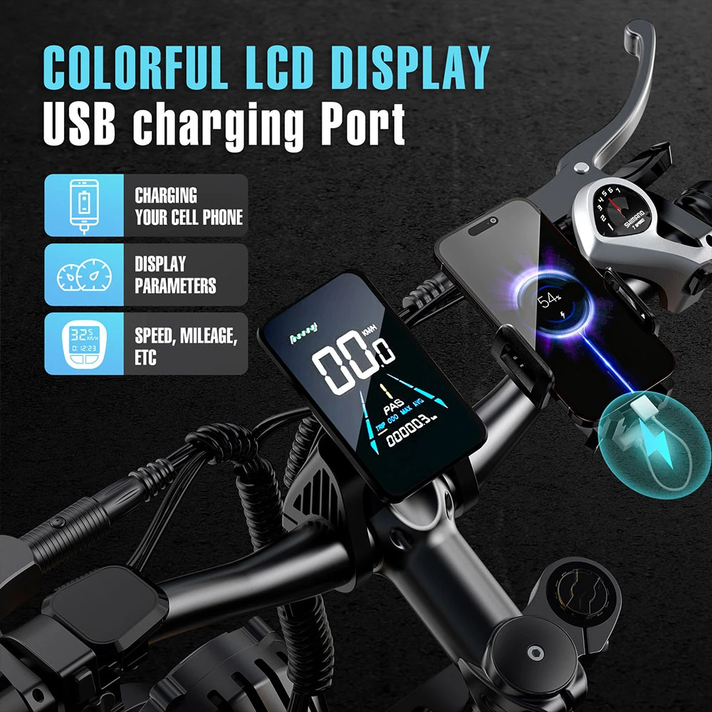 Vélo électrique FENGQS H6PRO, moteur 1000 W x 2, batterie 52 V 20 Ah, pneus 26 x 4 pouces, vitesse maximale 60 km/h, autonomie 140 km, 7 vitesses, écran LCD - Noir doré