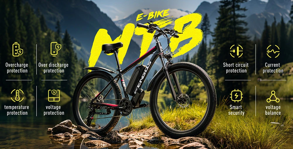 Vélo électrique FENGQS Q8, moteur 750 W, batterie 48 V 17,5 Ah, pneus 27,5 pouces, vitesse maximale 50 km/h, autonomie 85 km, freins à disque hydrauliques, 21 vitesses - Blanc