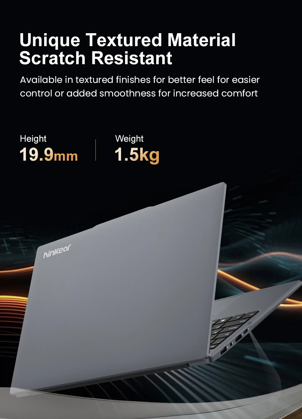 Ninkear N15 Air Laptop, 15.6 inch 1920x1080 IPS Screen, Intel N150 4 Core Max 3.6GHz, 16GB RAM 512GB SSD, 2.4/5GHz WiFi Bluetooth 5.0, 1*Type-C (Data Only), 1*USB3.0, 1*USB2.0, 1*HDMI, 1*Micro SD Card Slot, 6000mAh Battery, Fingerprint Unlock