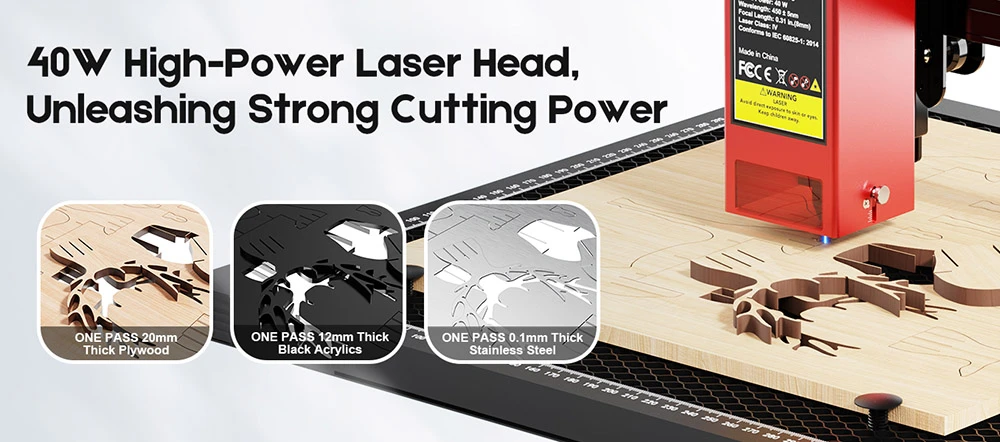 Graveur laser TWO TREES TS2-40 Max 40 W, vitesse de 6 000 mm/min, contrôle par application, 450 x 900 mm