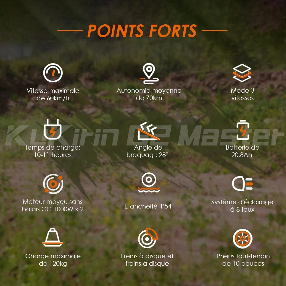 (2025 version) KuKirin G2 Master Trottinette électrique, pneus pneumatiques tout-terrain 10
