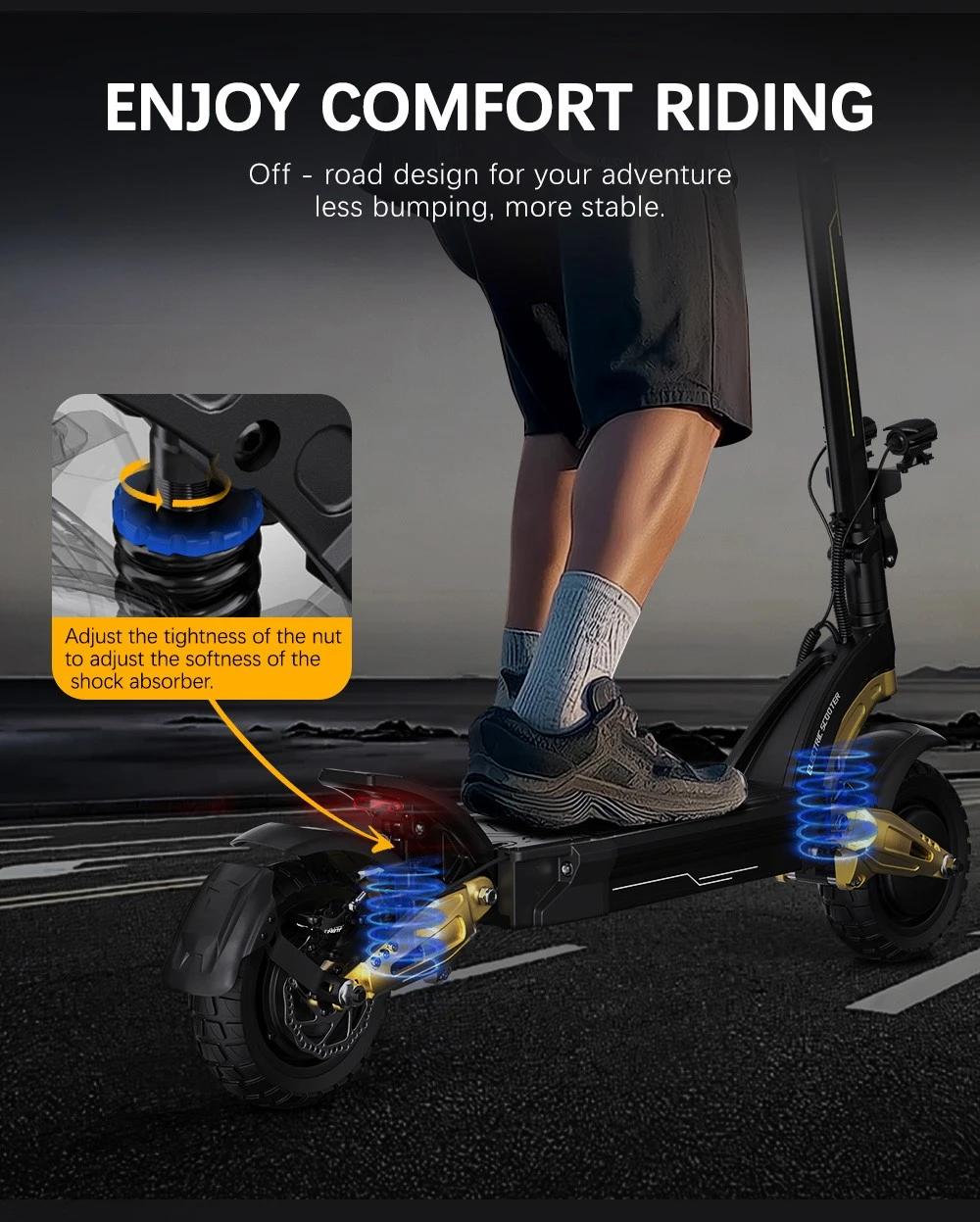 OOTD S30 Electric Scooter, 1200W*2 Motor, 52V 23.4Ah Battery, 10 inch Tires, 65km/h Max Speed, 60km Range, Front & Rear Hydraulic Disc Brake, LCD Display