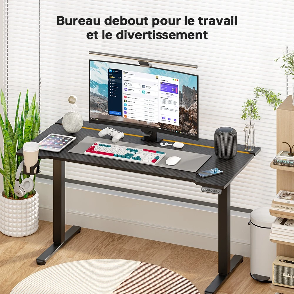 ACGAM JSD5-A1-02 Bureau électrique réglable en hauteur avec bande LED RGB