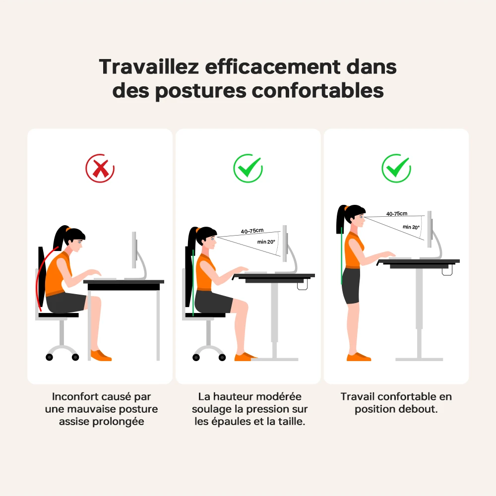 ACGAM JSD5-A1-02 Bureau électrique réglable en hauteur avec bande LED RGB