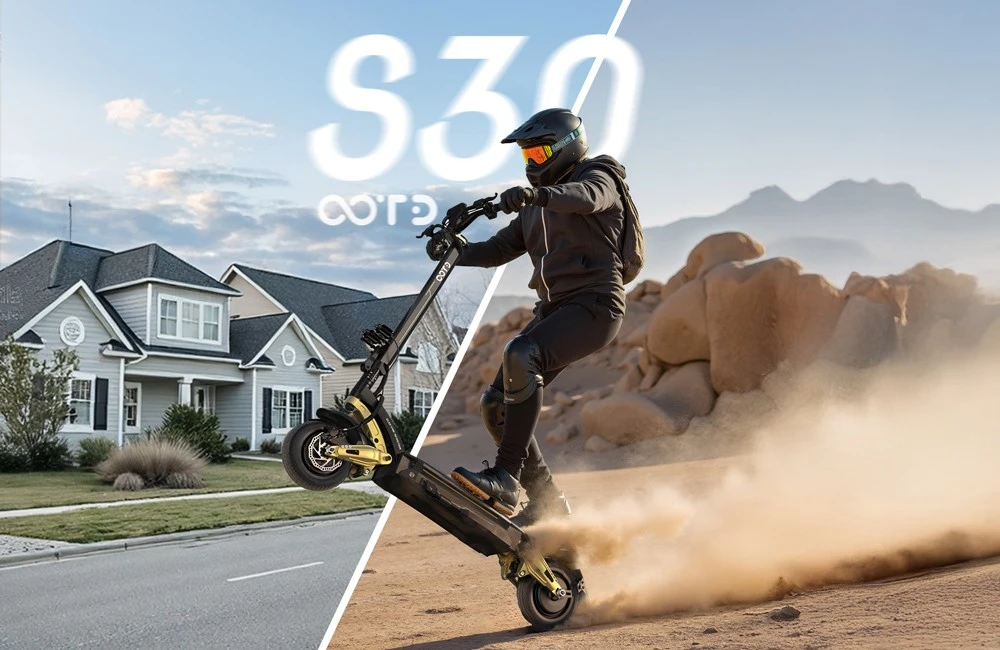OOTD S30 Electric Scooter, 1200W*2 Motor, 52V 23.4Ah Battery, 10 inch Tires, 65km/h Max Speed, 60km Range, Front & Rear Hydraulic Disc Brake, LCD Display