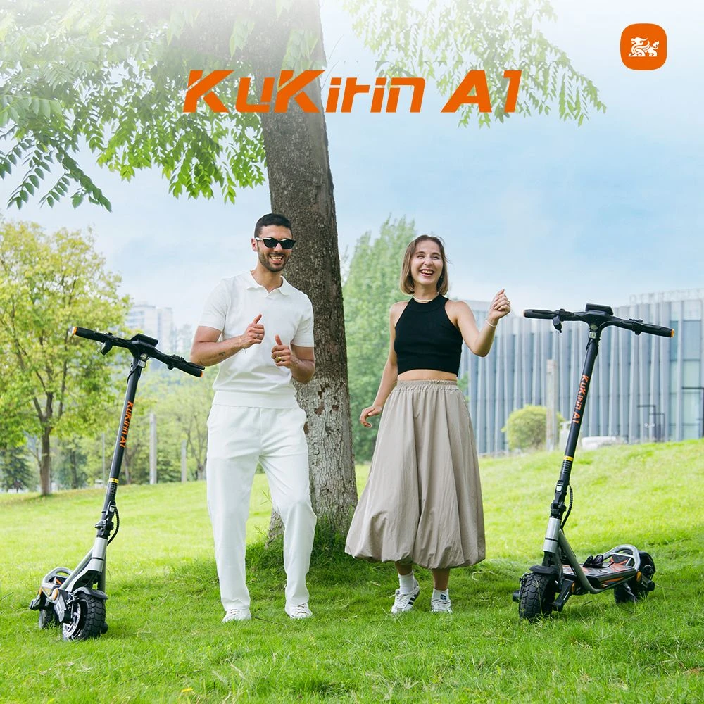 KuKirin A1 elektromos roller, kihajtva, oldalnézet