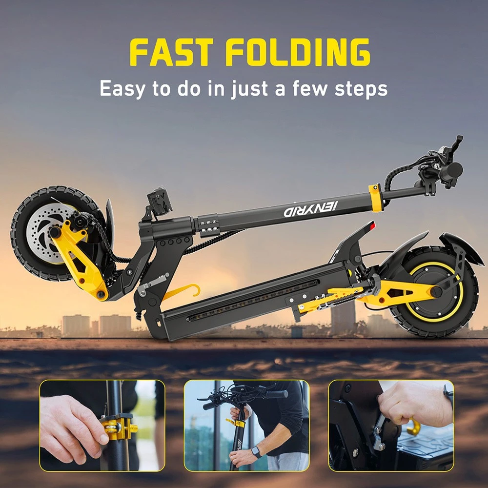 iENYRID ES1 Electric Scooter, 250W*2 Motor, 48V 20.8Ah Battery, 10 inch Off-Road Tires, 25km/h Max Speed, 60km Range, Dual Disc Brakes, Front & Rear Hydraulic Spring Suspension, Cruise Control