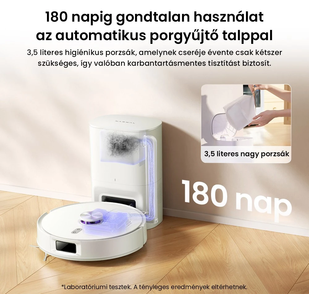 Narwal Narwal Freo S robotporszívó és felmosó, automatikus porgyűjtés, 8000 Pa szívóerő, intelligens navigáció és hangvezérlés