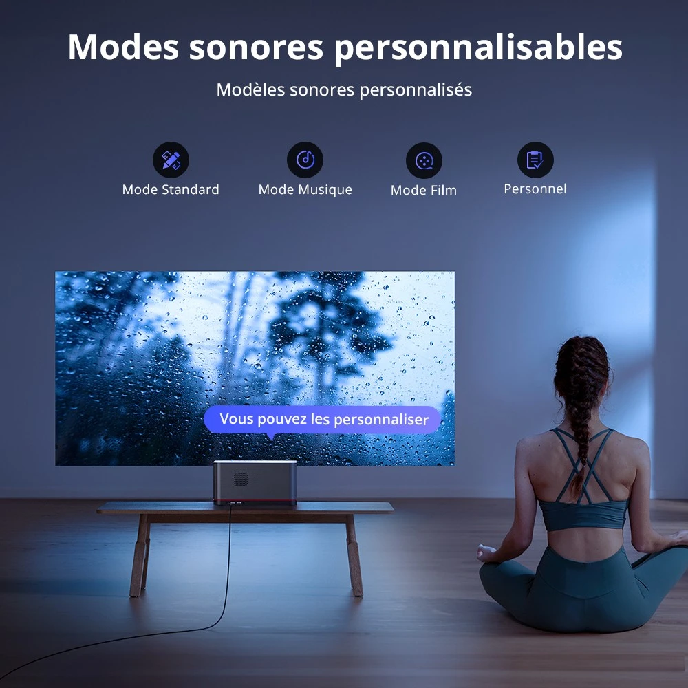 Projecteur TV Android ETOE Whale Pro, résolution native 1080p, 1500 ANSI, décodage 4K, mise au point automatique et correction trapézoïdale automatique, 2 haut-parleurs stéréo 10 W, Wi-Fi double bande