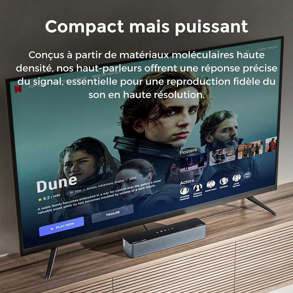 Ultimea Poseidon D80 Boom 7.1 Barre de son avec caisson de basses, Dolby Atmos, puissance de crête de 500 W, contrôle via application, égaliseur 10 bandes, 121 matrices d'égalisation prédéfinies, Bluetooth 5.3