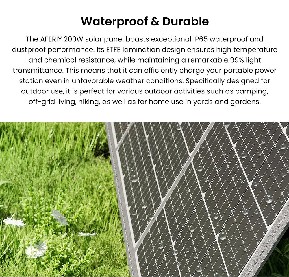 AFERIY AF-S200A1 200 W Panneau solaire pliable portable, taux de conversion d'énergie de 23 %, étanchéité IP65, béquille réglable