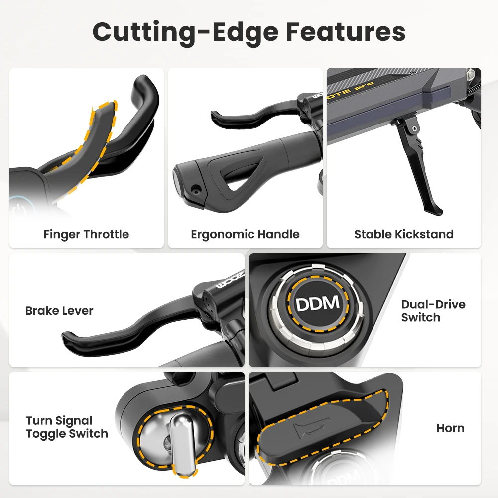 Ausom DT2 Pro Electric Scooter, 2*1100W Motor, 52V 23.4Ah Battery, 10 inch Tires, 42mph Max Speed, 71 miles Max Range, Front & Rear Hydraulic Disc Brakes, Swingarm Suspension, LCD Display