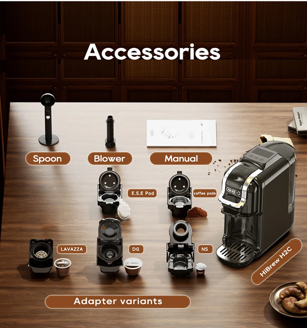 Machine à café à capsules HiBREW H2C 5 en 1, commandes tactiles intelligentes, 7 tailles de tasses, infusion chaude et froide, pression de 20 bars