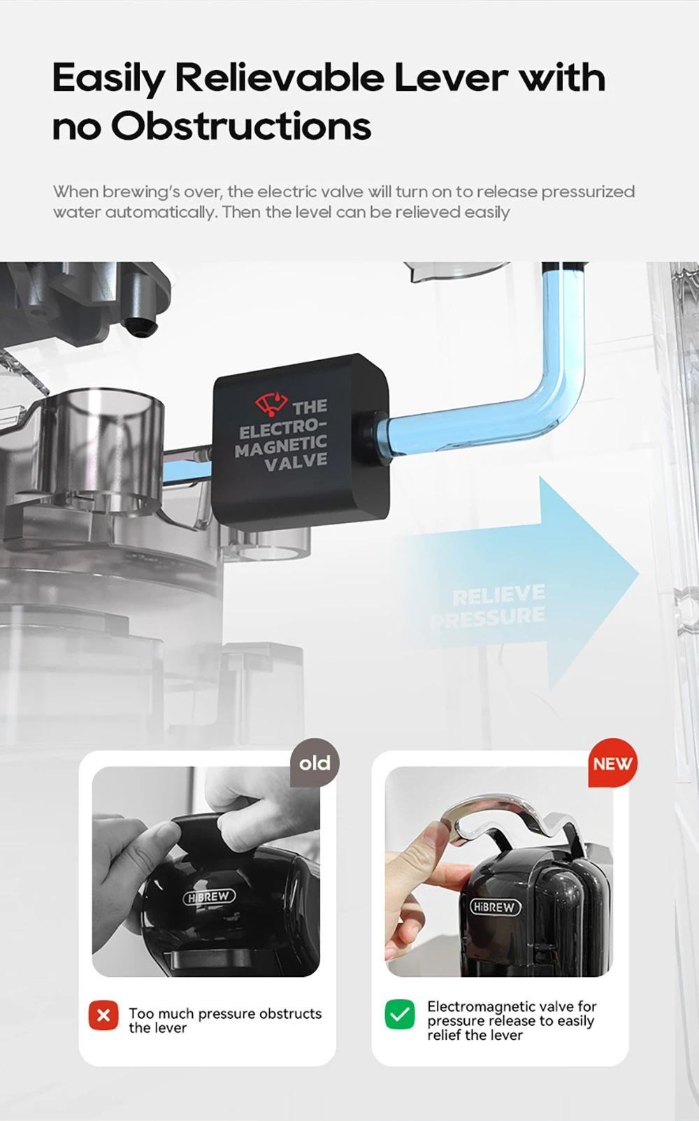 Machine à café à capsules HiBREW H2C 5 en 1, commandes tactiles intelligentes, 7 tailles de tasses, infusion chaude et froide, pression de 20 bars