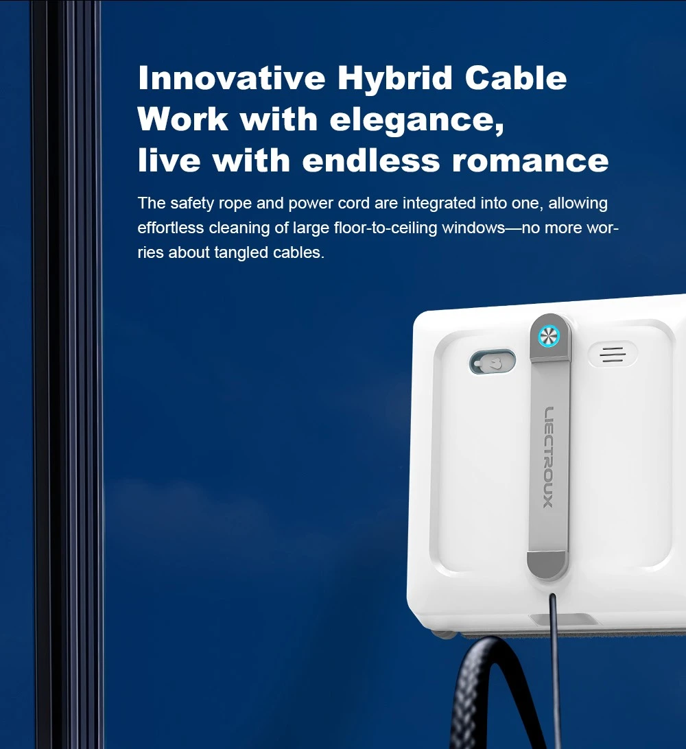 Robot lave-vitres Liectroux S9, double brosse à rouleaux, jet d'eau 6 directions, aspiration 9000 Pa, télécommande et application