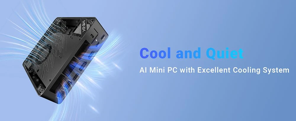 Mini PC MINIX Elite EU512-AI, processeur Intel Core Ultra 5-125H (16 cœurs, jusqu'à 4,8 GHz), 16 Go de RAM DDR5, SSD de 512 Go, ports HDMI, DP, Thunderbolt 4 et USB-C, écran 4K 60 Hz, Wi-Fi 6E, Bluetooth 5.3, 2 ports RJ45 2,5 GHz, 4 ports USB 3.2, 1 prise audio (prises EU/US/UK).