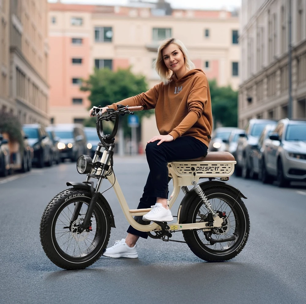 Onesport W77 Electric Bike, 500W Motor, 48V 18Ah Battery, 20*4 inch Tires, 25km/h Max Speed, 90km Range, Hydraulic Brake, Dual Suspension, Shimano 7-speed