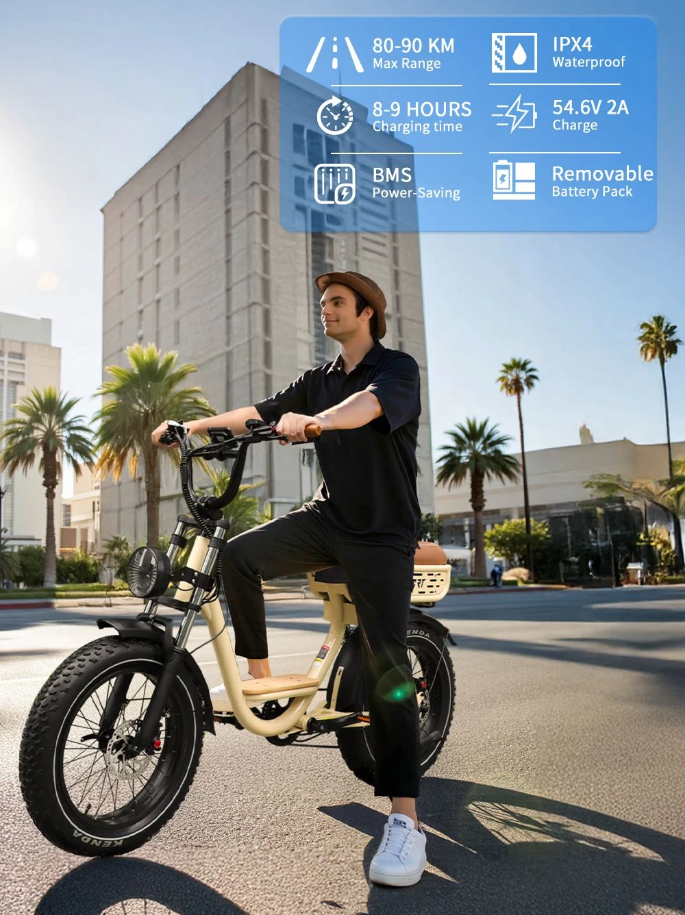 Onesport W77 Electric Bike, 500W Motor, 48V 18Ah Battery, 20*4 inch Tires, 25km/h Max Speed, 90km Range, Hydraulic Brake, Dual Suspension, Shimano 7-speed