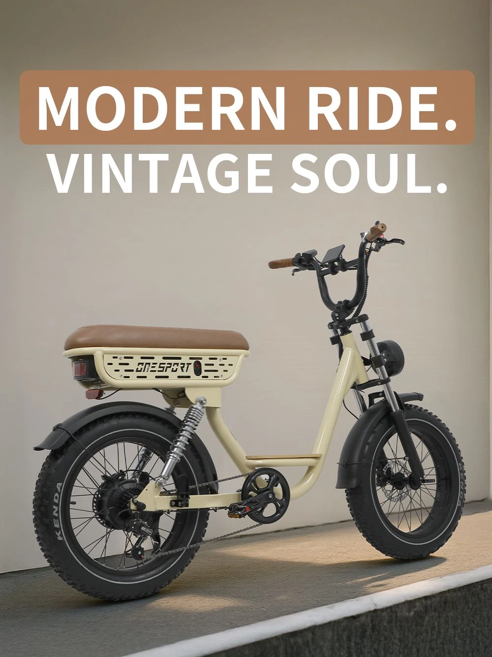 Onesport W77 Electric Bike, 500W Motor, 48V 18Ah Battery, 20*4 inch Tires, 25km/h Max Speed, 90km Range, Hydraulic Brake, Dual Suspension, Shimano 7-speed