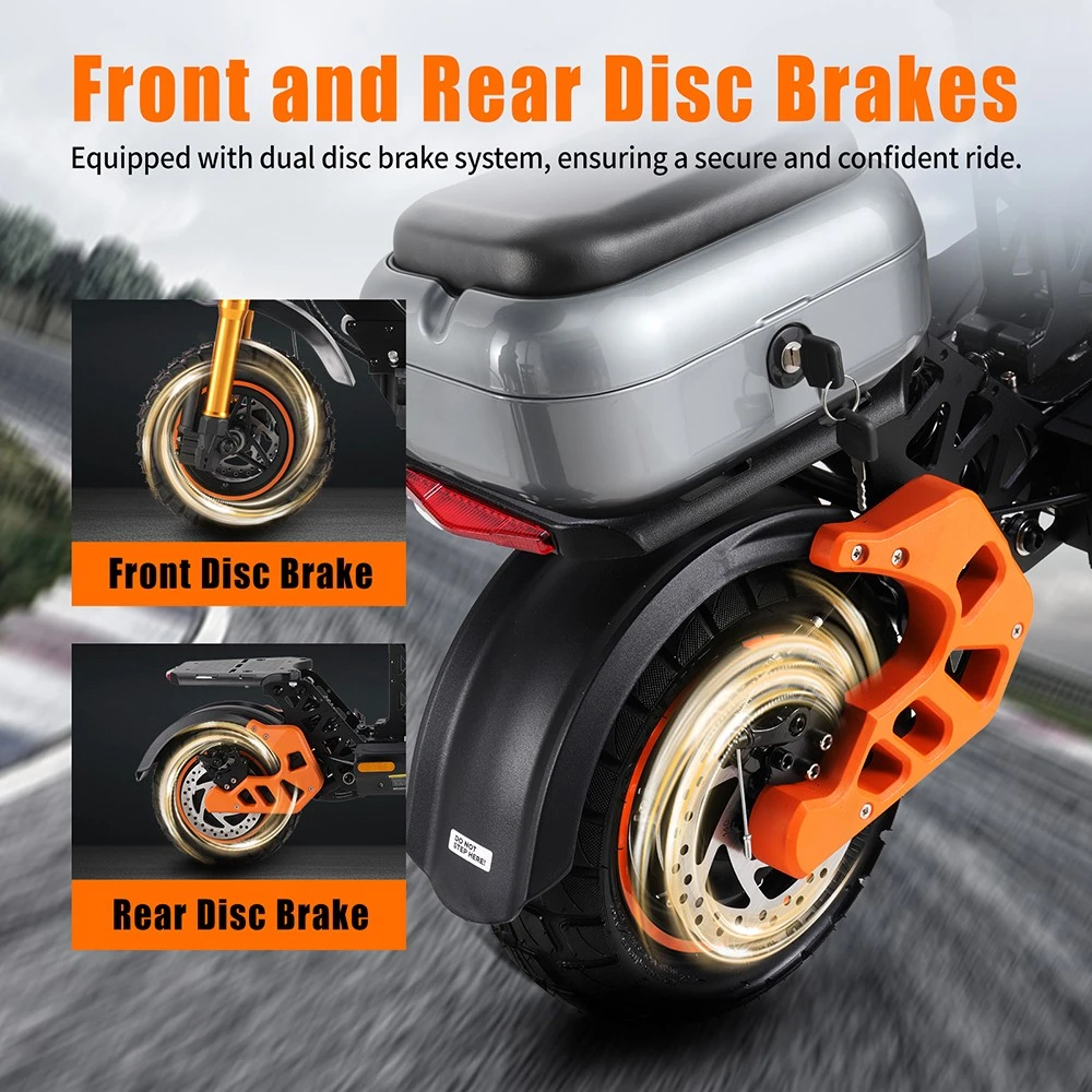 Trottinette électrique TWOFISH V5 MAX avec siège, moteur 800 W, batterie 48 V 18 Ah, pneus avant 11 pouces et arrière 10 pouces, vitesse maximale 45 km/h, autonomie 45 km, freins à disque avant et arrière, double suspension avant et arrière, écran LCD