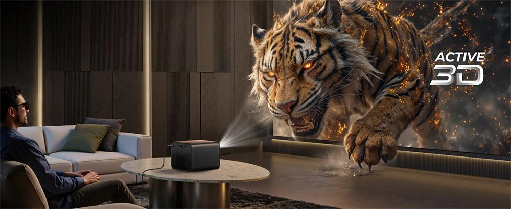 Ultimea Poseidon E100 Projector, 1800 ANSI, Native 1080P, 4K Decoding, Auto Focus & 6D Auto Keystone, Active 3D Image, 10W*2 Dolby Audio, Google TV