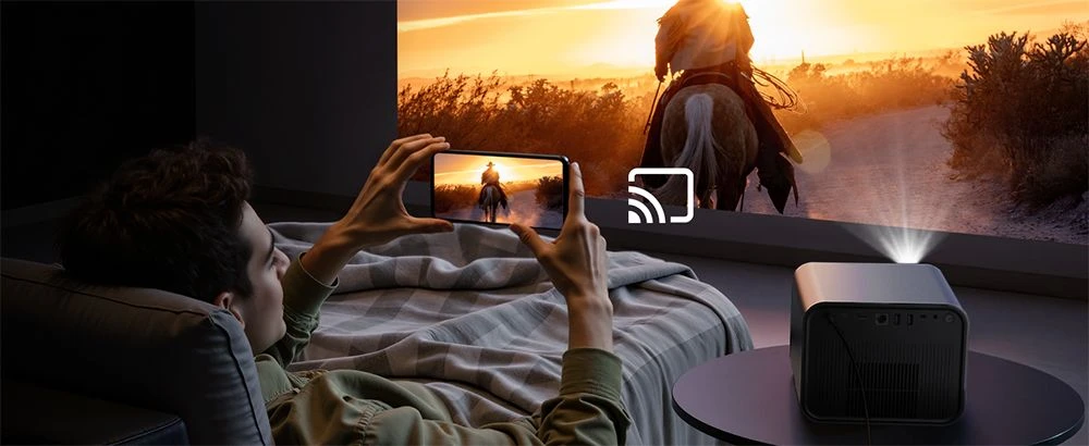 Ultimea Poseidon E100 Projector, 1800 ANSI, Native 1080P, 4K Decoding, Auto Focus & 6D Auto Keystone, Active 3D Image, 10W*2 Dolby Audio, Google TV