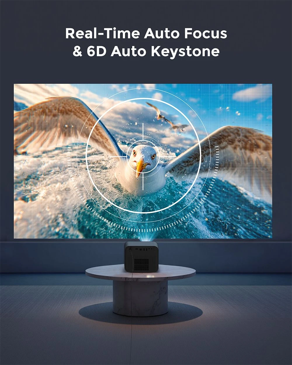 Ultimea Poseidon E100 Projector, 1800 ANSI, Native 1080P, 4K Decoding, Auto Focus & 6D Auto Keystone, Active 3D Image, 10W*2 Dolby Audio, Google TV