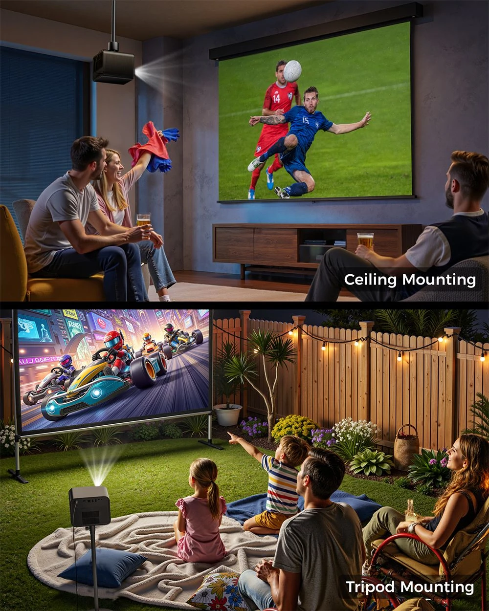 Ultimea Poseidon E100 Projector, 1800 ANSI, Native 1080P, 4K Decoding, Auto Focus & 6D Auto Keystone, Active 3D Image, 10W*2 Dolby Audio, Google TV