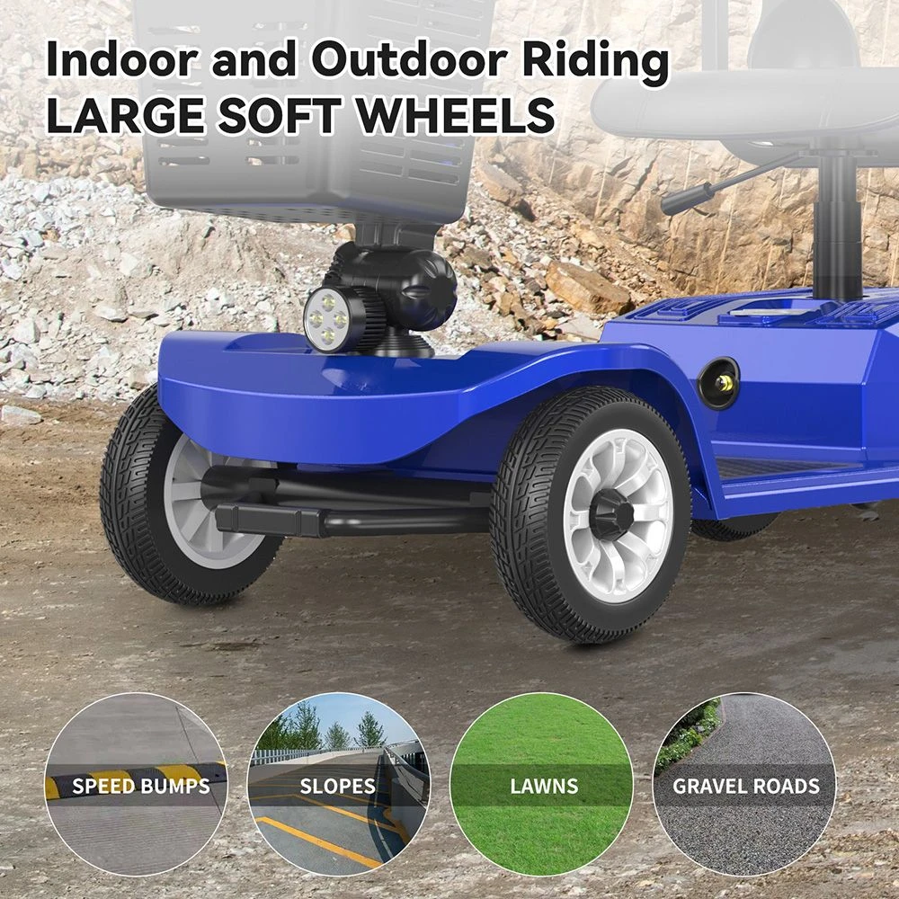 Unificare Lucas Pro Four-wheeled Scooter, 180W Motor, 24V 12Ah Battery, 8 inch Tires, 6km/h Max Speed, 20km Range, Magnetic Brake, 190kg Max Load - Blue