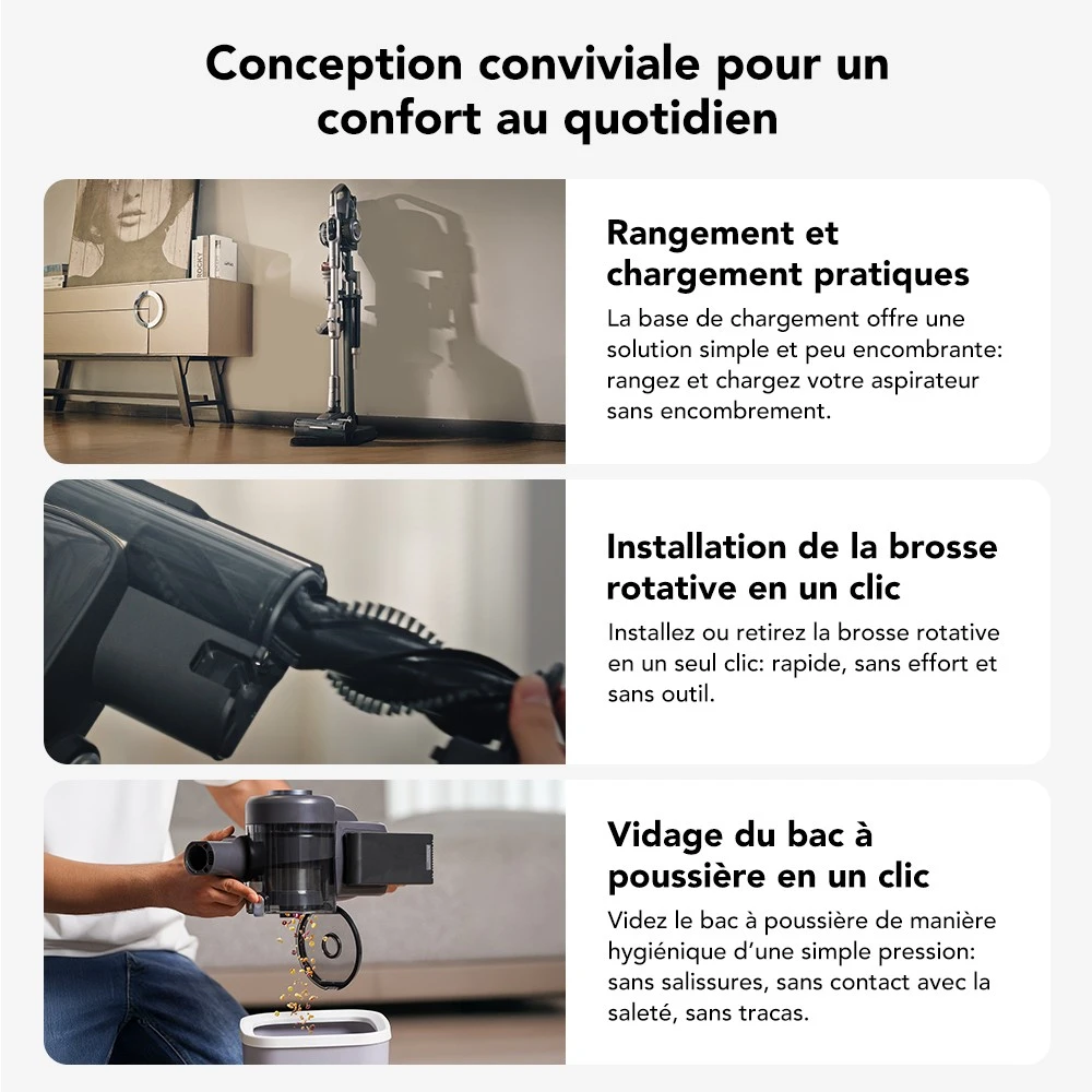 Jimmy H11 Pro Aspirateur sans fil, aspiration 700 W/260 AW, autonomie 90 min, tube flexible, 7 outils de nettoyage, affichage LED, pour tapis/sols durs - Gris foncé