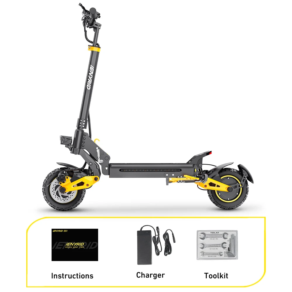 iENYRID ES1 Electric Scooter, 250W*2 Motor, 48V 20.8Ah Battery, 10 inch Off-Road Tires, 25km/h Max Speed, 60km Range, Dual Disc Brakes, Front & Rear Hydraulic Spring Suspension, Cruise Control