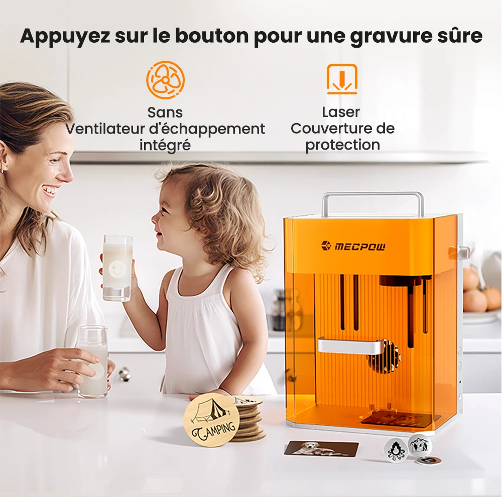 Mecpow X1 Graveur Laser Double, 2W IR + 10W Diode, Vitesse de 5000mm/s, Zone 105×105mm
